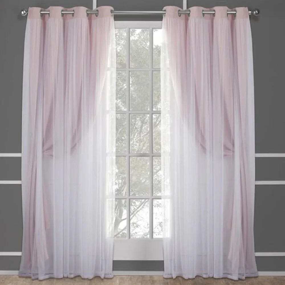 LUXE Talia Double Layer Indoor Curtains – Sheer & Blackout, 2 Panels, 52